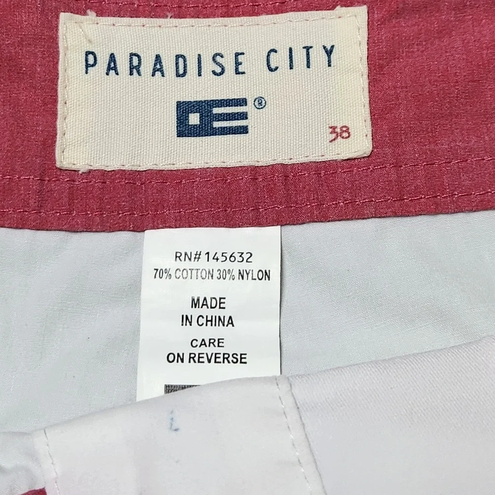 Paradise City Mens Board Shorts Red White Blue Stripe Size 38 Swim Trunks